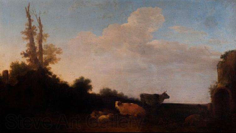 Francesco Giuseppe Casanova Cattle on pasture.
